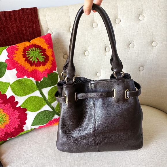 Cole Haan Chocolate Brown Handbag with Gold Accents - Picture 10 of 14